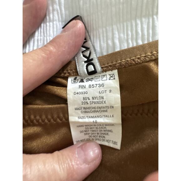 DKNY Brown Bikini Embellished Full Coverage Old Money Resort Beach Pool Size 10 - Picture 3 of 8